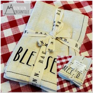 NEW Rae Dun BLESSED- Embroidered Napkins-set of 4